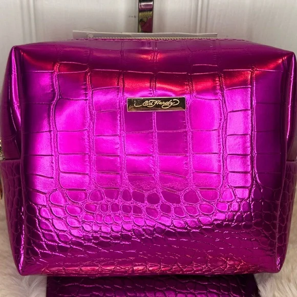 🌷SOLD🌷ED HARDY CROCODILE EMBOSSED PINK BAG - Picture 2 of 14